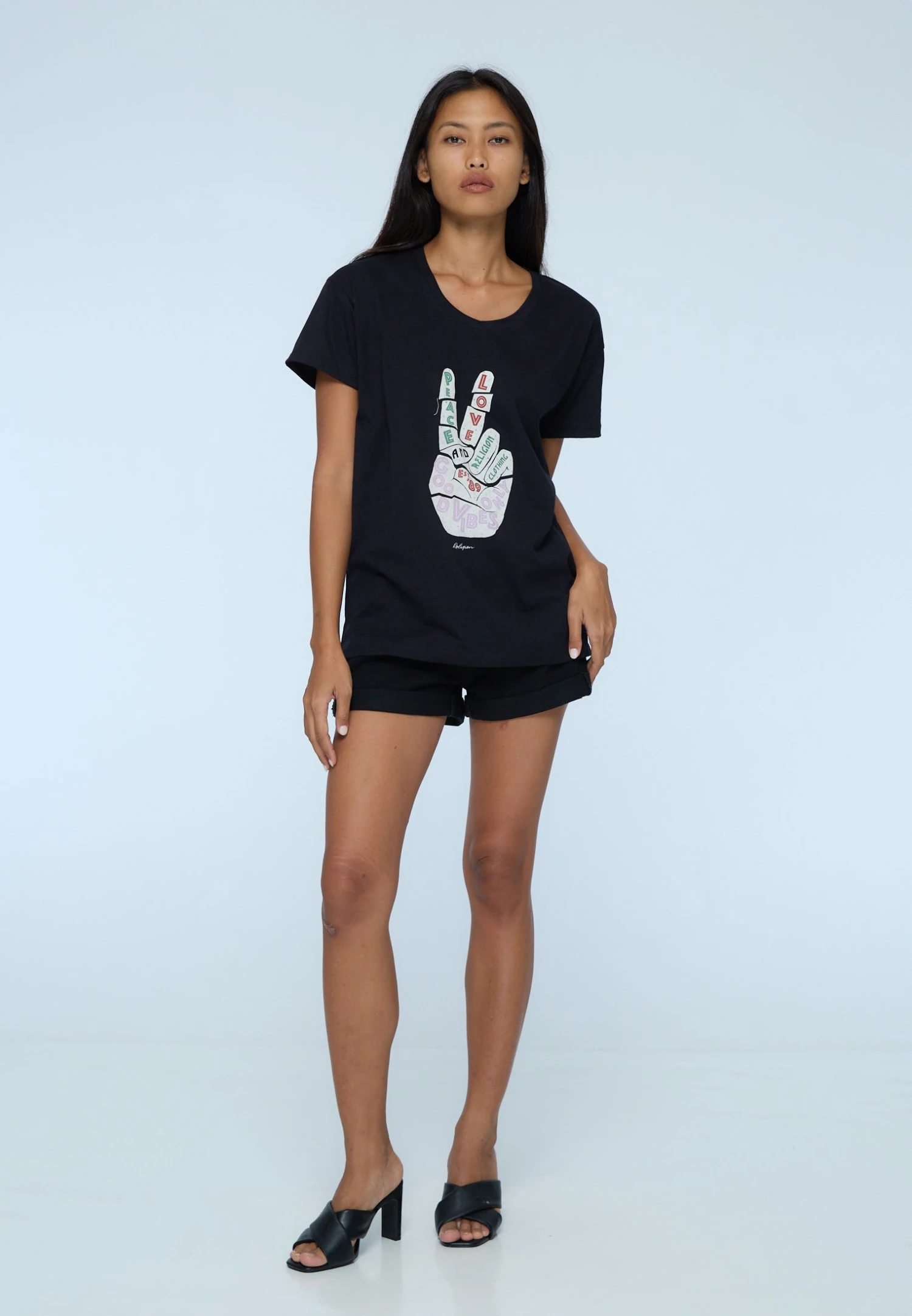 ROCK T-SHIRT PEACE BLACK 2 ROCK T-SHIRT PEACE BLACK - Image 2