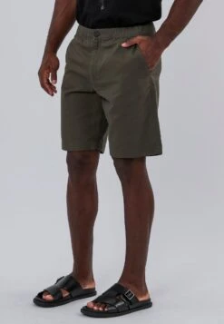 ELASTICATED LONGLINE CHINO SHORTS KHAKI 7 ELASTICATED LONGLINE CHINO SHORTS KHAKI -Religion Clothing 15EELP24ELASTICATEDLONGLINECHINOSHORTSKHAKI 21