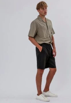 ELASTICATED LONGLINE CHINO SHORTS BLACK 9 ELASTICATED LONGLINE CHINO SHORTS BLACK -Religion Clothing 15EELP24 ELASTICATED LONGLINE CHINO SHORTS BLACK 18