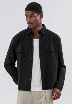 TWO POCKET RELAXED LINEN BLEND SHIRT BLACK 9 TWO POCKET RELAXED LINEN BLEND SHIRT BLACK -Religion Clothing 15ETRH08TWOPOCKETRELAXEDLSSHIRTBLACK 25