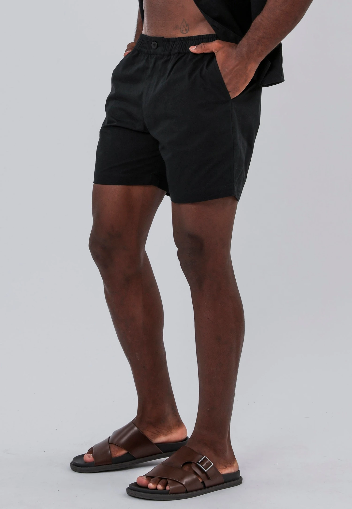 MARBELLA ELASTICATED HOLIDAY SHORTS JET BLACK 2 MARBELLA ELASTICATED HOLIDAY SHORTS JET BLACK - Image 2