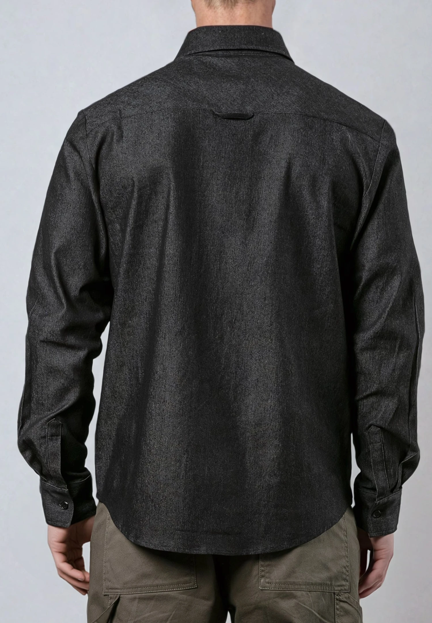 CHAMBRAY BUTTON DOWN SHIRT CHARCOAL 4 CHAMBRAY BUTTON DOWN SHIRT CHARCOAL - Image 4