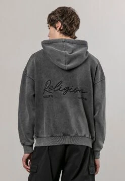 EMBROIDERED HOODIE BLACK ACID WASH -Religion Clothing 34TEWJ58BLACKACIDWASH3