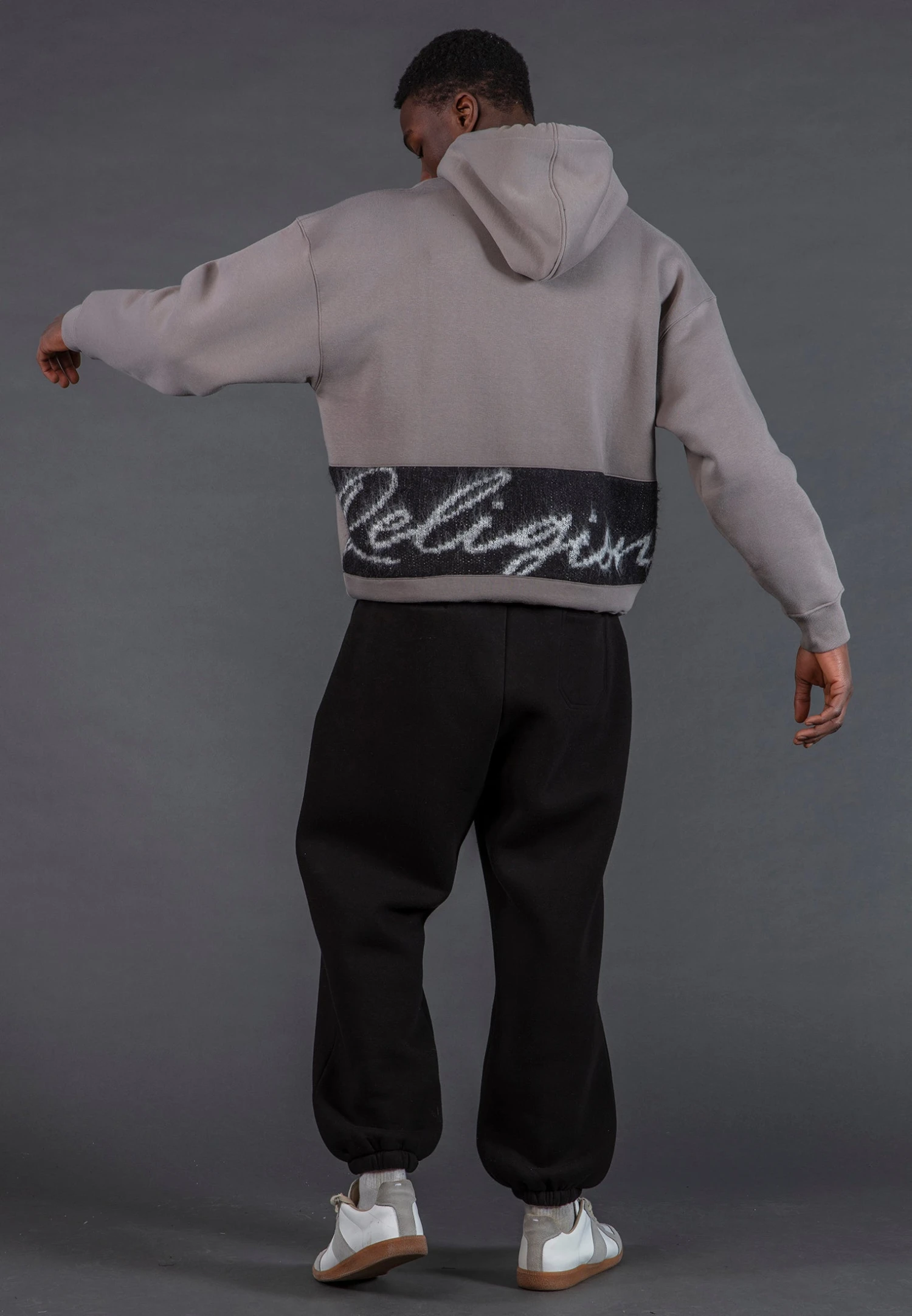 KNITTED RELIGION HOODIE CEMENT GREY 3 KNITTED RELIGION HOODIE CEMENT GREY - Image 3