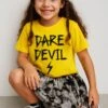 Kids DARE DEVIL GIRLS T-SHIRT YELLOW