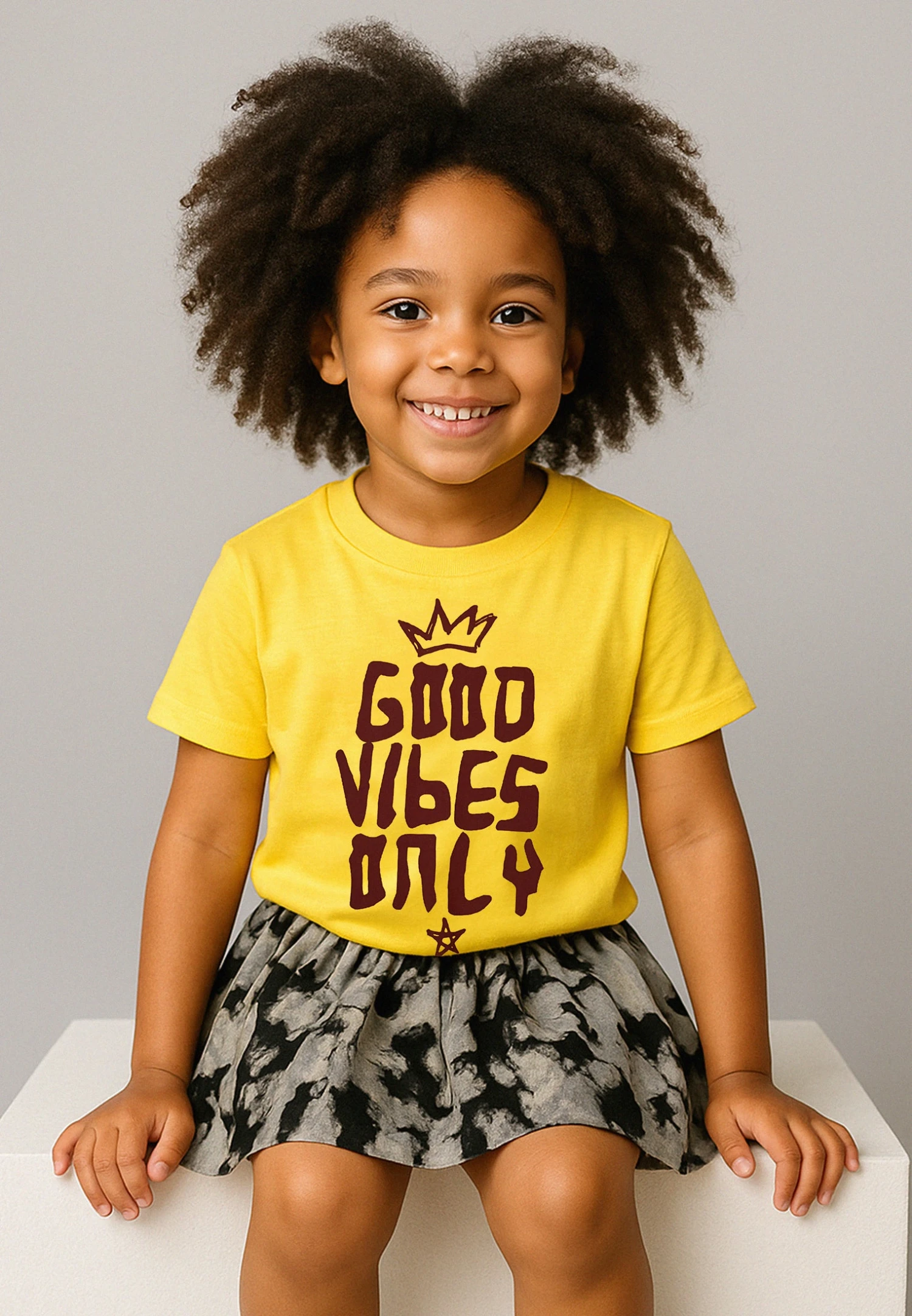 Kids GOOD VIBES GIRLS T-SHIRT YELLOW 1 Kids GOOD VIBES GIRLS T-SHIRT YELLOW