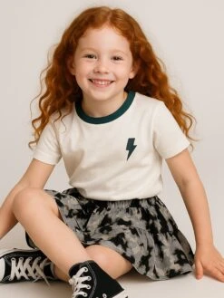 Kids LIGHTNING BOLT GIRLS T-SHIRT BOTTLE GREEN