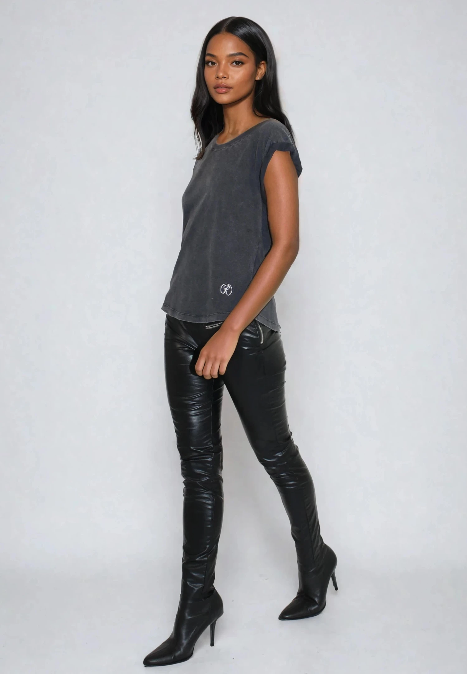 ROLLED CAP SLEEVE VINTAGE BLACK 5 ROLLED CAP SLEEVE VINTAGE BLACK - Image 5