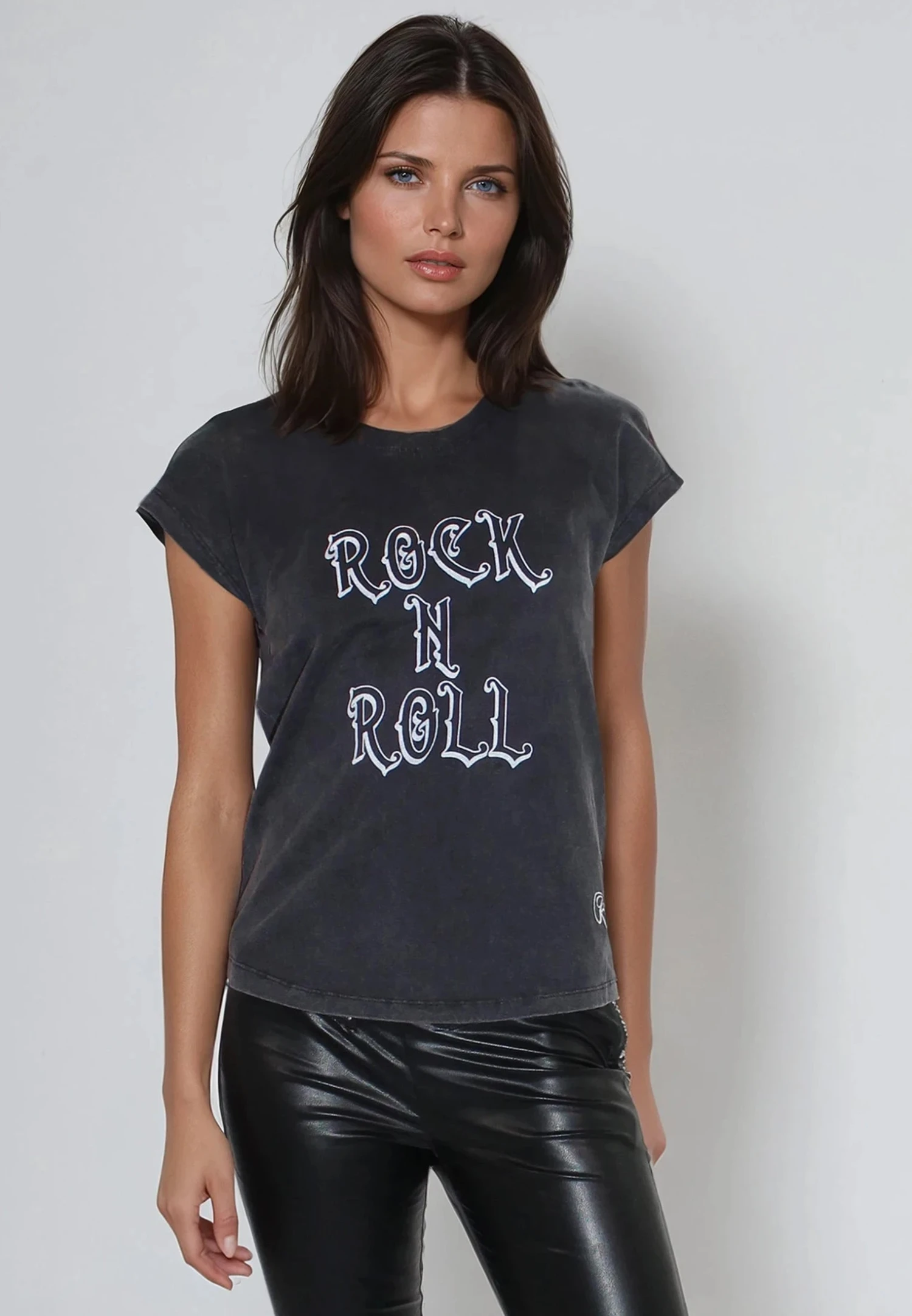 SPLIT SHOULDER T-SHIRT VINTAGE BLACK 2 SPLIT SHOULDER T-SHIRT VINTAGE BLACK - Image 2