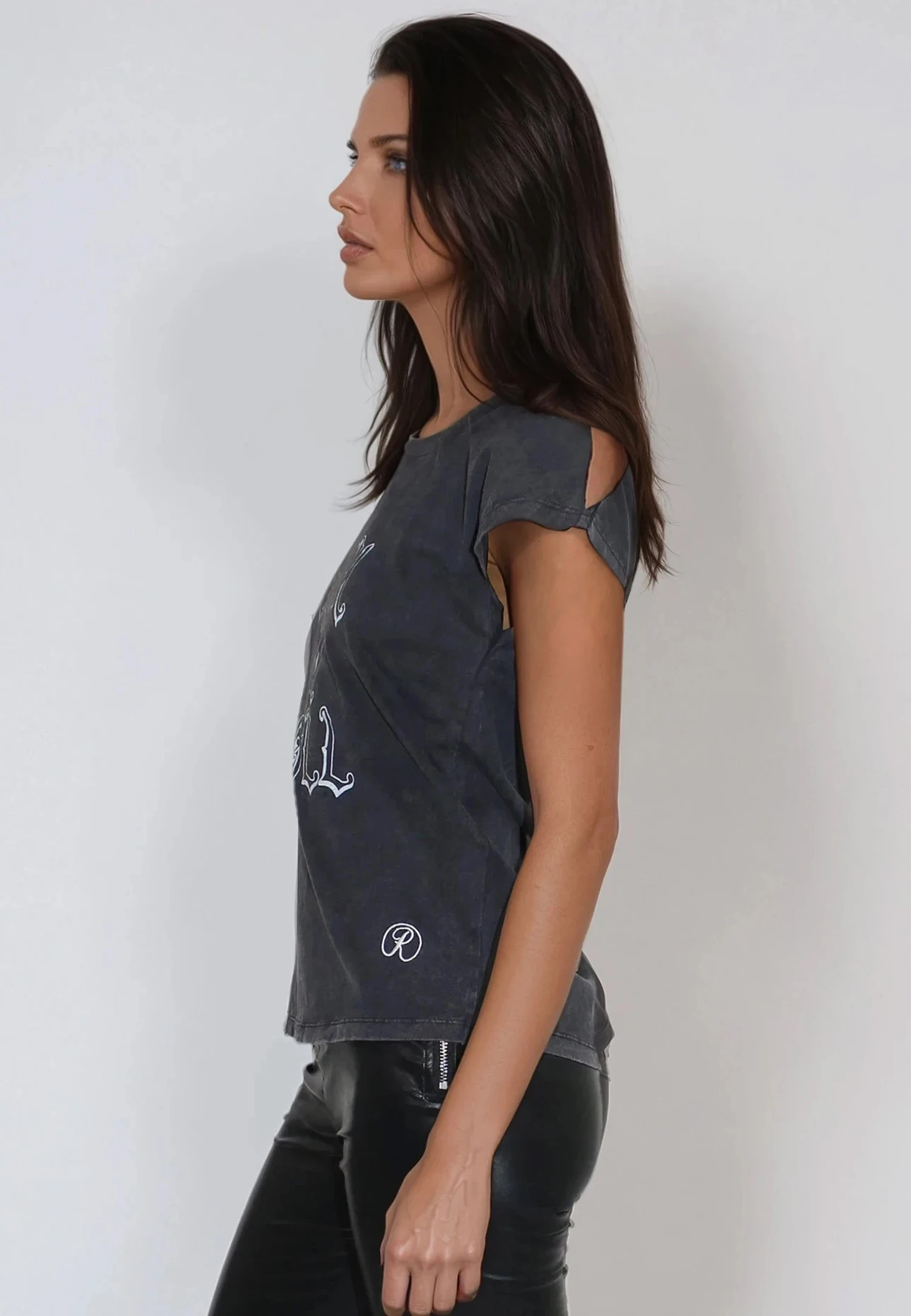 SPLIT SHOULDER T-SHIRT VINTAGE BLACK 4 SPLIT SHOULDER T-SHIRT VINTAGE BLACK - Image 4