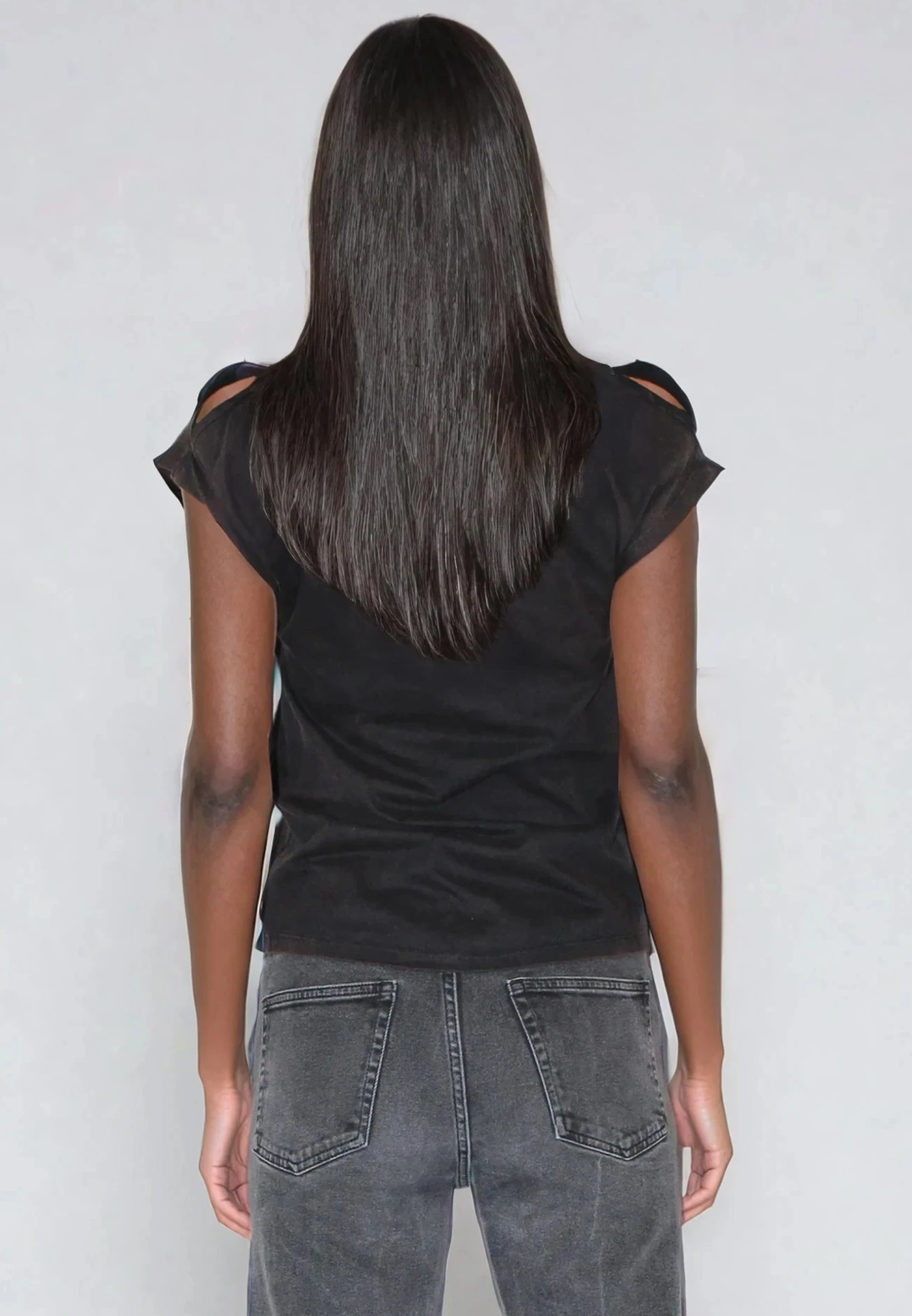 SPLIT SHOULDER T-SHIRT CHOCOLATE RUST 3 SPLIT SHOULDER T-SHIRT CHOCOLATE RUST - Image 3