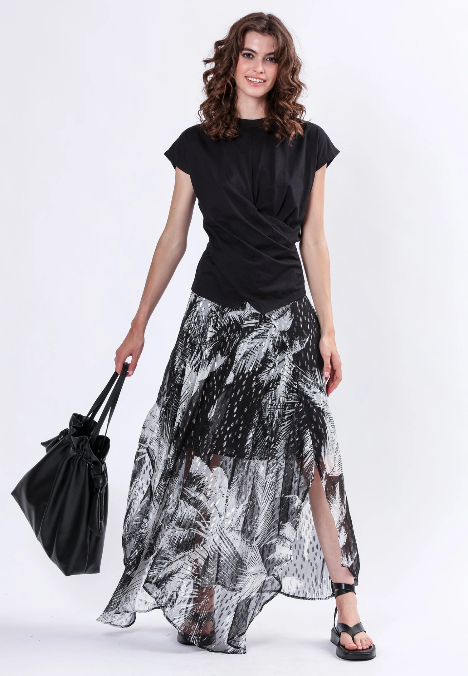 TANZANITE SKIRT PALM PRINT 4 TANZANITE SKIRT PALM PRINT - Image 4