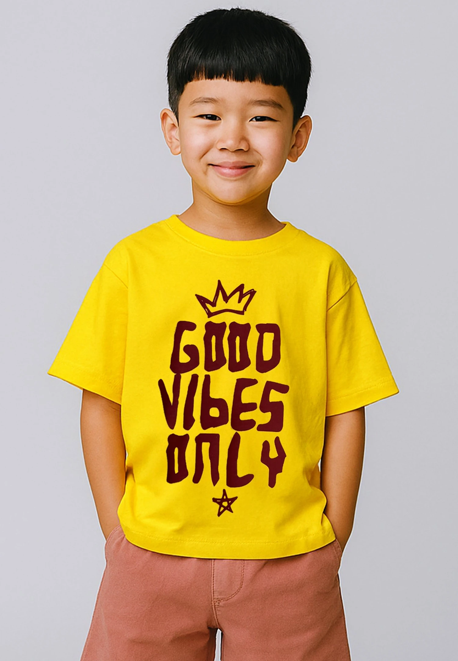 Kids GOOD VIBES BOYS T-SHIRT YELLOW 4 Kids GOOD VIBES BOYS T-SHIRT YELLOW - Image 4