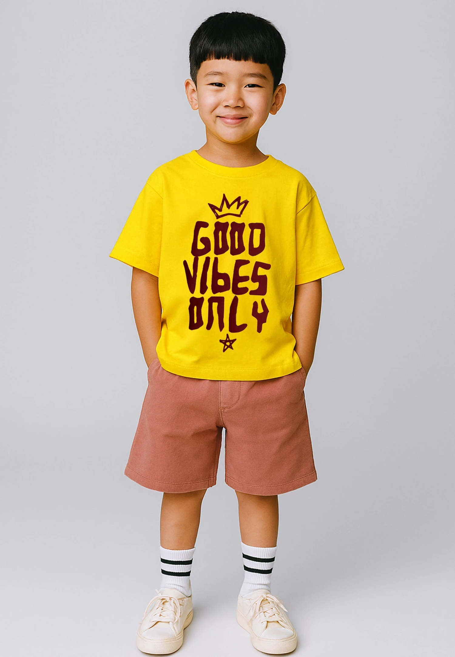Kids GOOD VIBES BOYS T-SHIRT YELLOW 2 Kids GOOD VIBES BOYS T-SHIRT YELLOW - Image 2