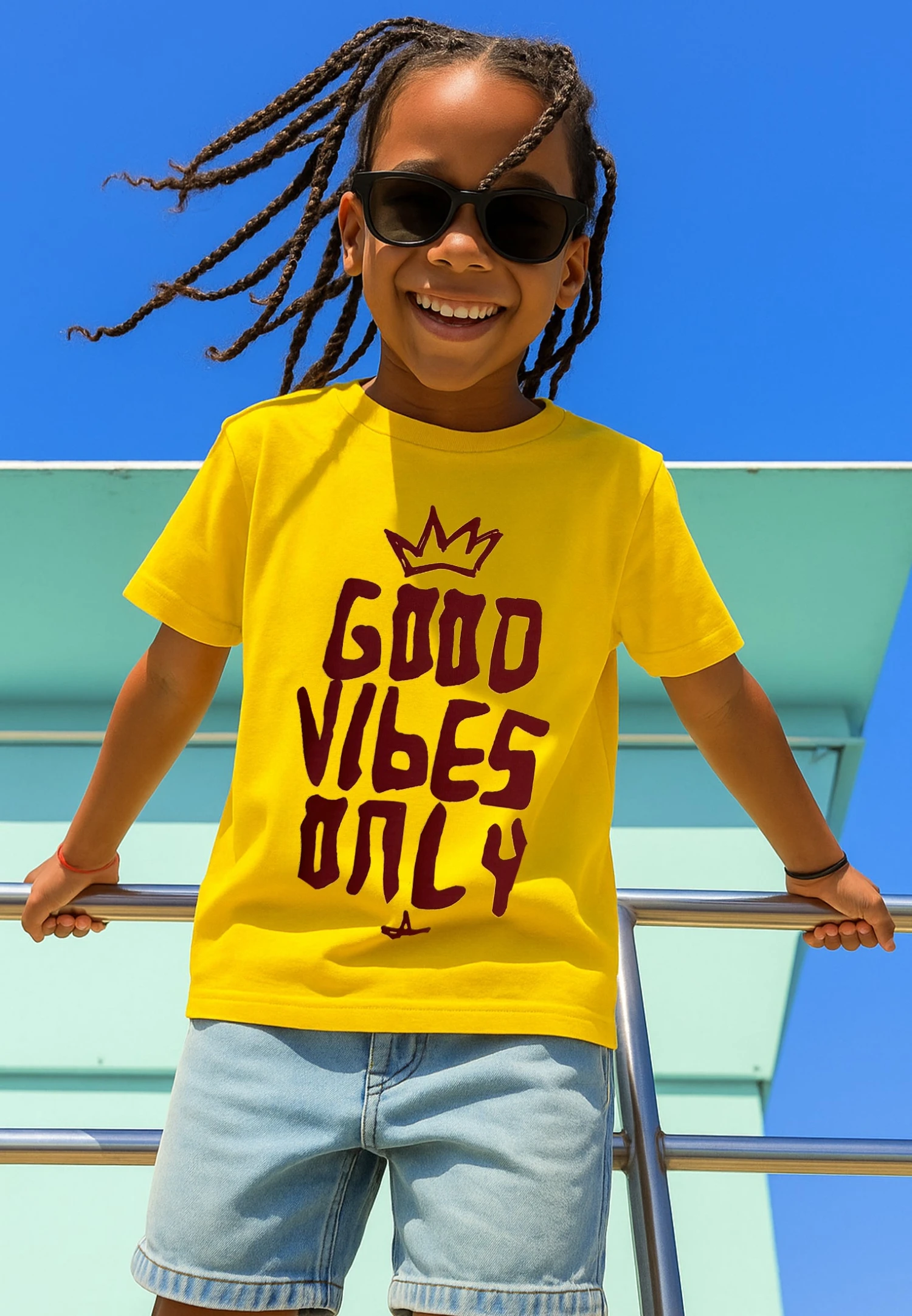 Kids GOOD VIBES BOYS T-SHIRT YELLOW 1 Kids GOOD VIBES BOYS T-SHIRT YELLOW