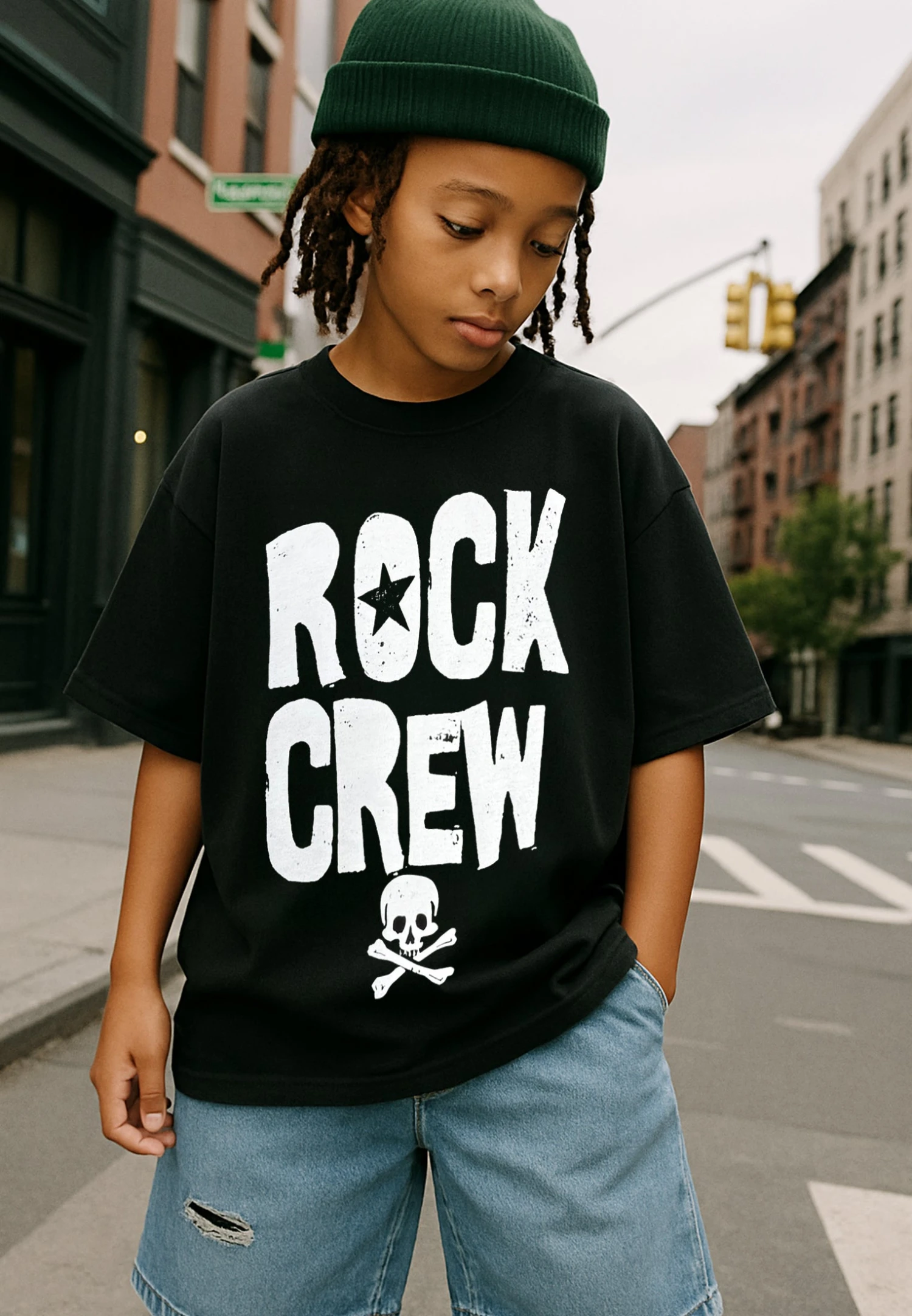 Kids ROCK CREW BOYS T-SHIRT BLACK 1 Kids ROCK CREW BOYS T-SHIRT BLACK