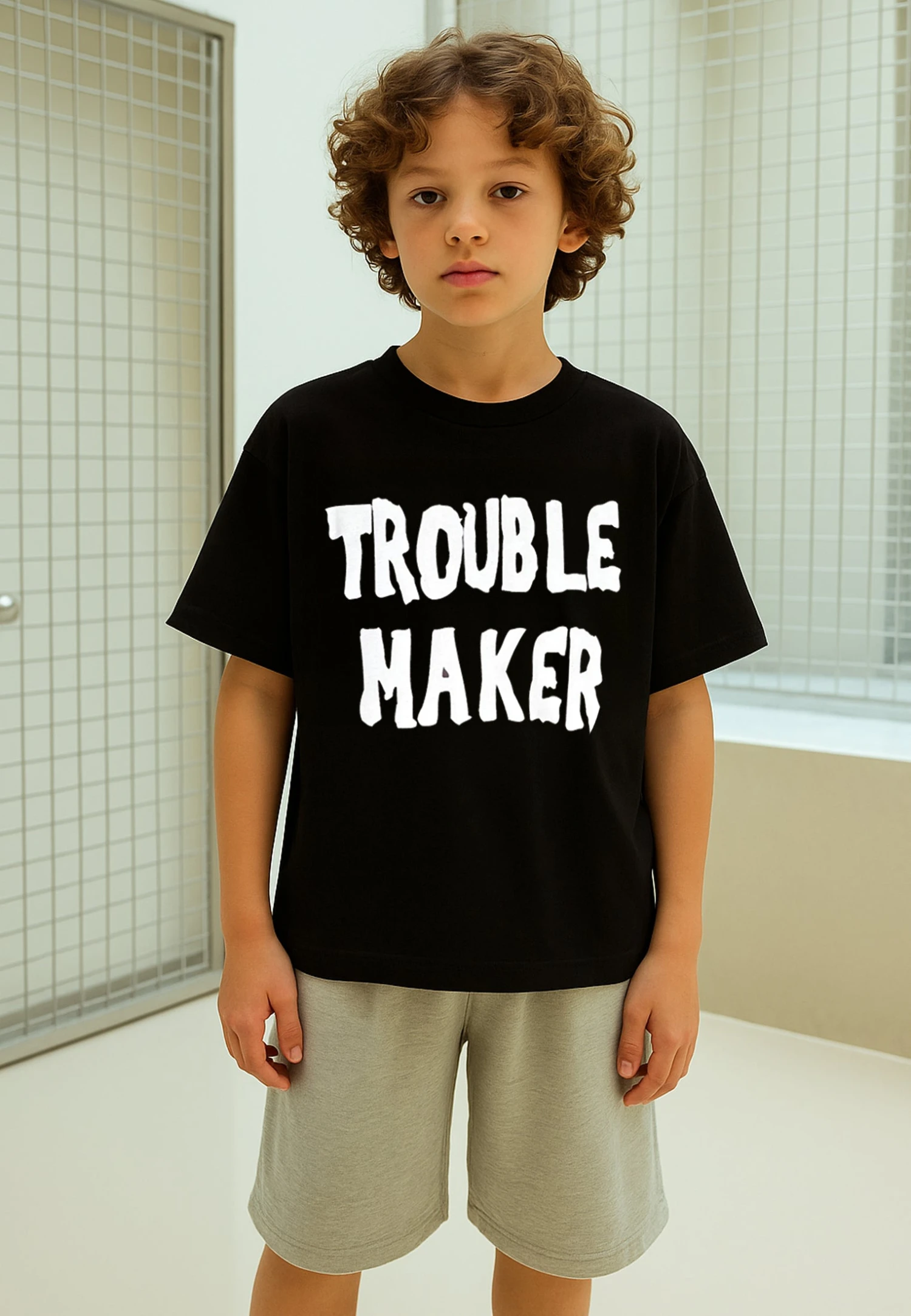 Kids TROUBLE MAKER BOYS T-SHIRT BLACK 1 Kids TROUBLE MAKER BOYS T-SHIRT BLACK