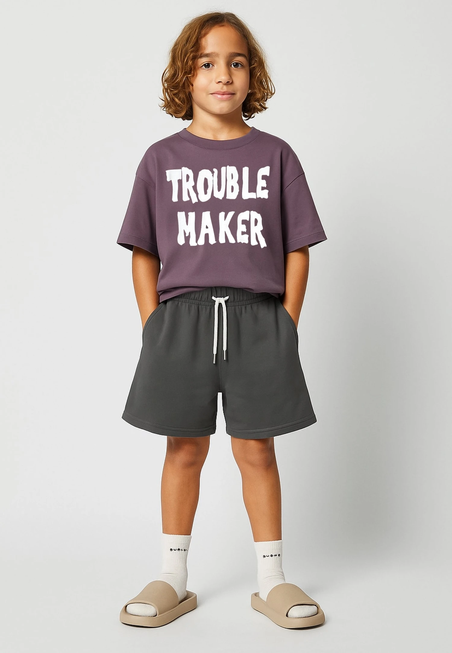 Kids TROUBLE MAKER BOYS T-SHIRT MAUVE 4 Kids TROUBLE MAKER BOYS T-SHIRT MAUVE - Image 4