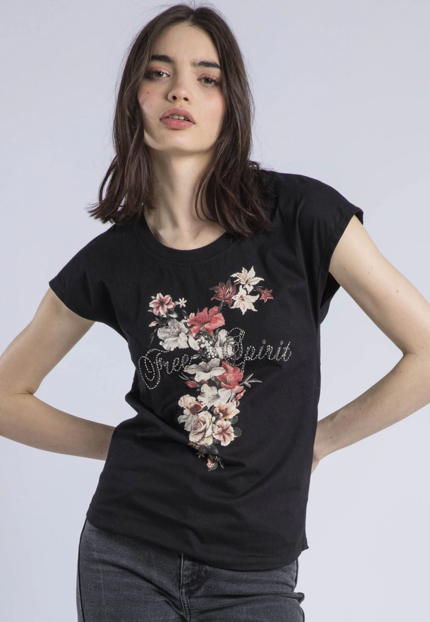 JILLIAN T-SHIRT BLACK FREE SPIRIT 2 JILLIAN T-SHIRT BLACK FREE SPIRIT - Image 2