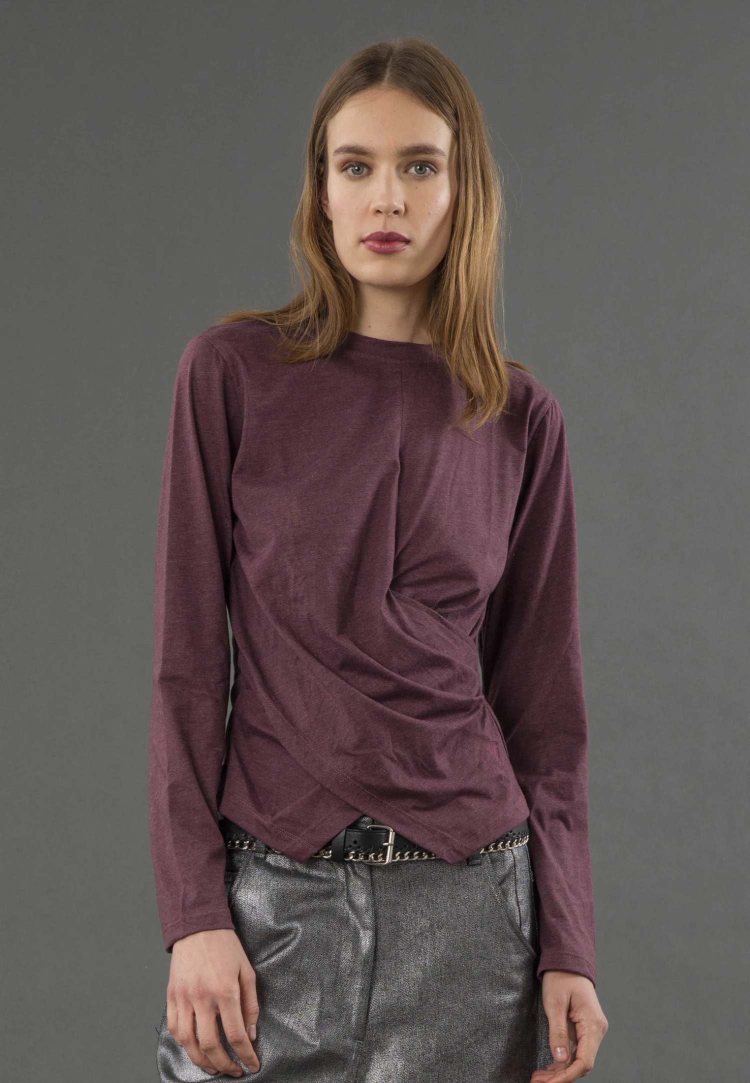 TIME TOP LS MAUVE WINE 1 TIME TOP LS MAUVE WINE