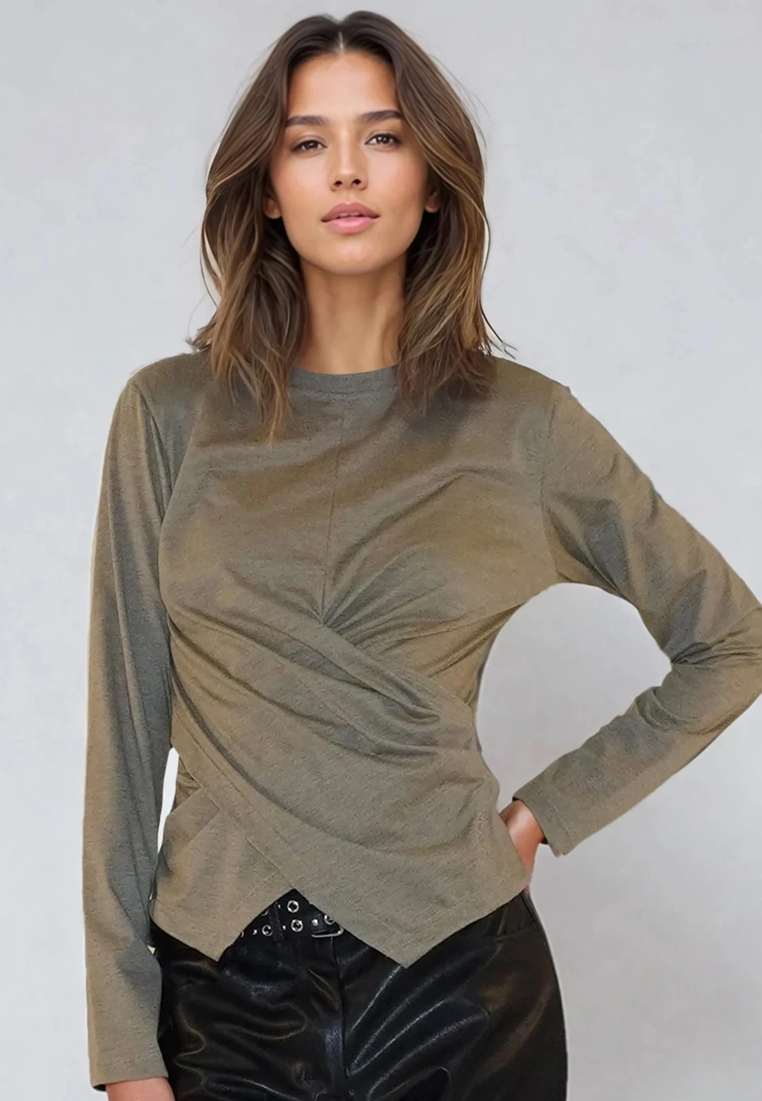 TIME TOP LS GREY MARL & PINE 2 TIME TOP LS GREY MARL & PINE - Image 2