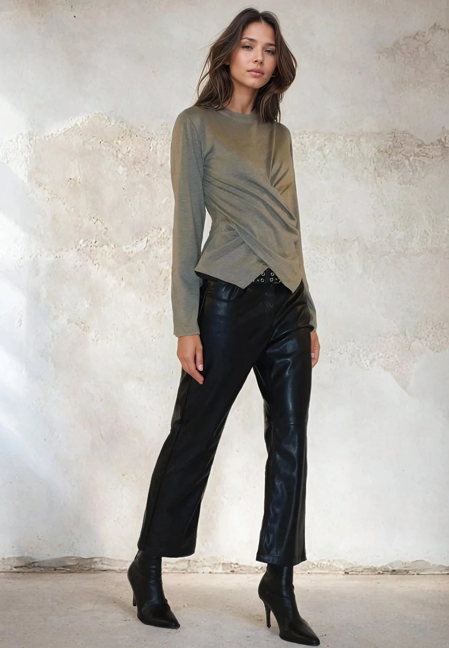 TIME TOP LS GREY MARL & PINE 1 TIME TOP LS GREY MARL & PINE