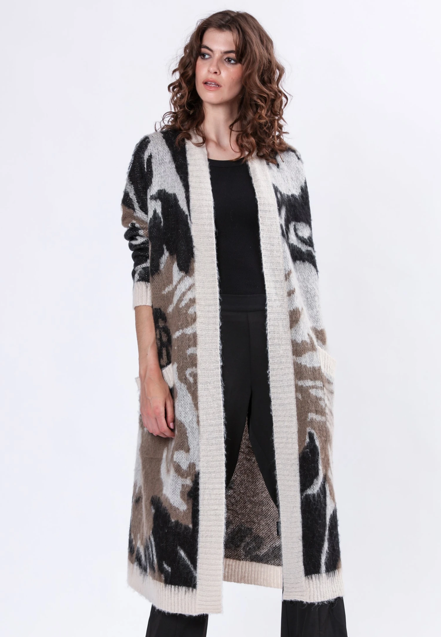 ECCENTRIC CARDIGAN STONE & TAUPE 1 ECCENTRIC CARDIGAN STONE & TAUPE