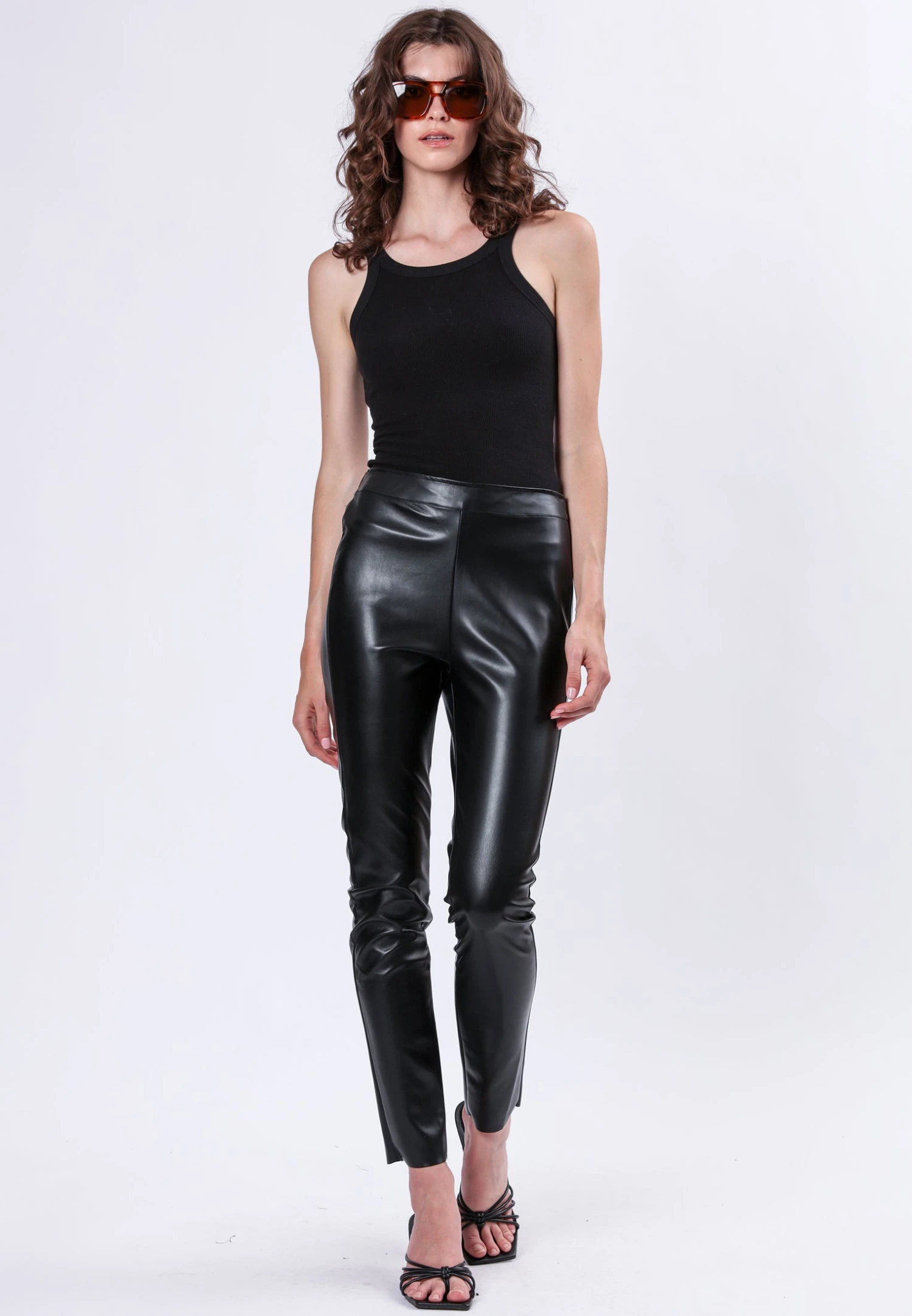 FINAL BLACK LEATHER LOOK LEGGINGS 2 FINAL BLACK LEATHER LOOK LEGGINGS - Image 2