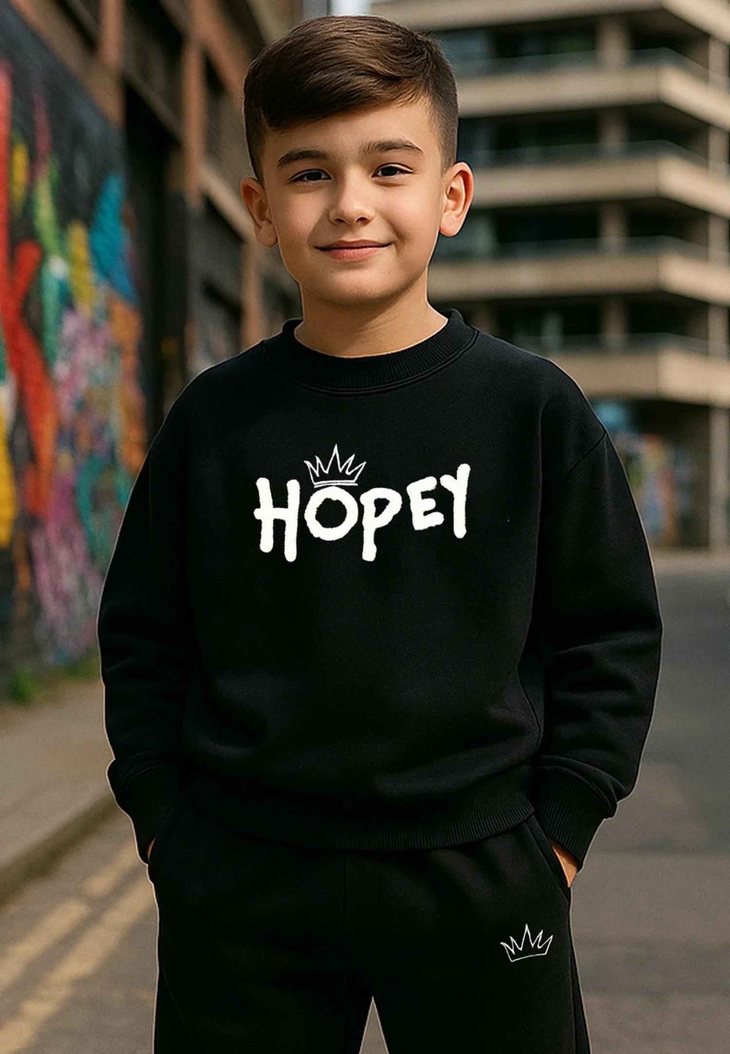 Kids HOPEY BOYS OVERSIZED SWEAT BLACK 2 Kids HOPEY BOYS OVERSIZED SWEAT BLACK - Image 2