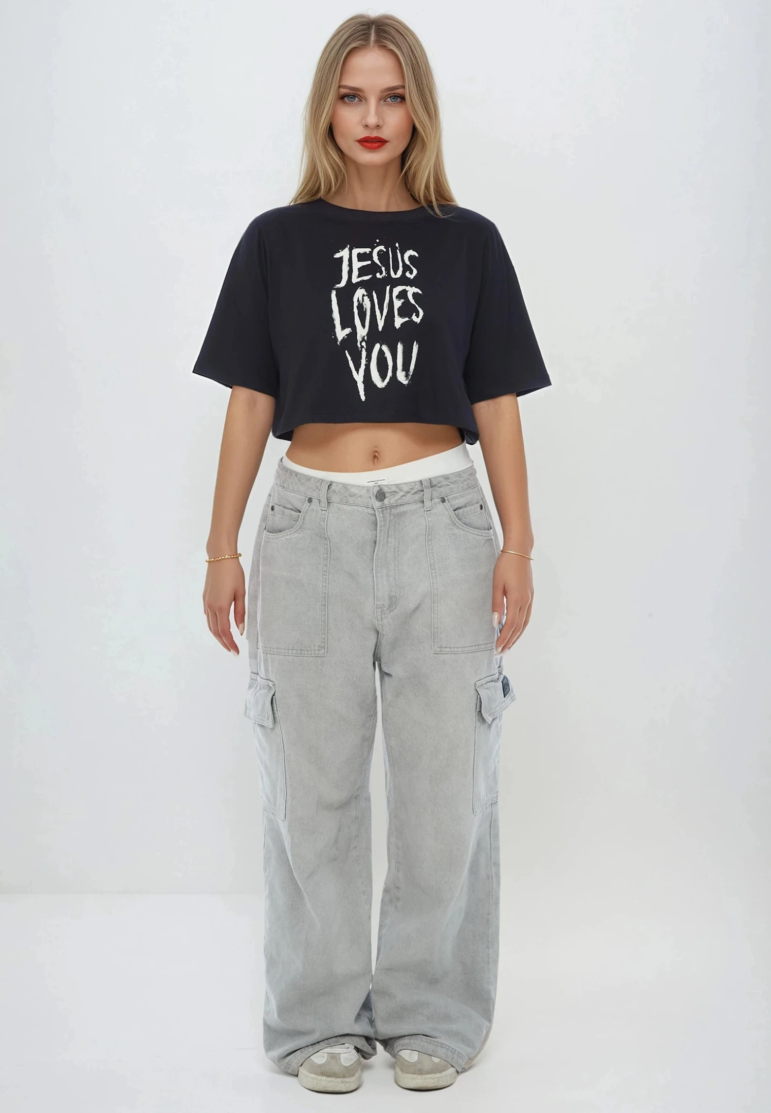 JESUS LOVES YOU CROP TOP BLACK 6 JESUS LOVES YOU CROP TOP BLACK - Image 6