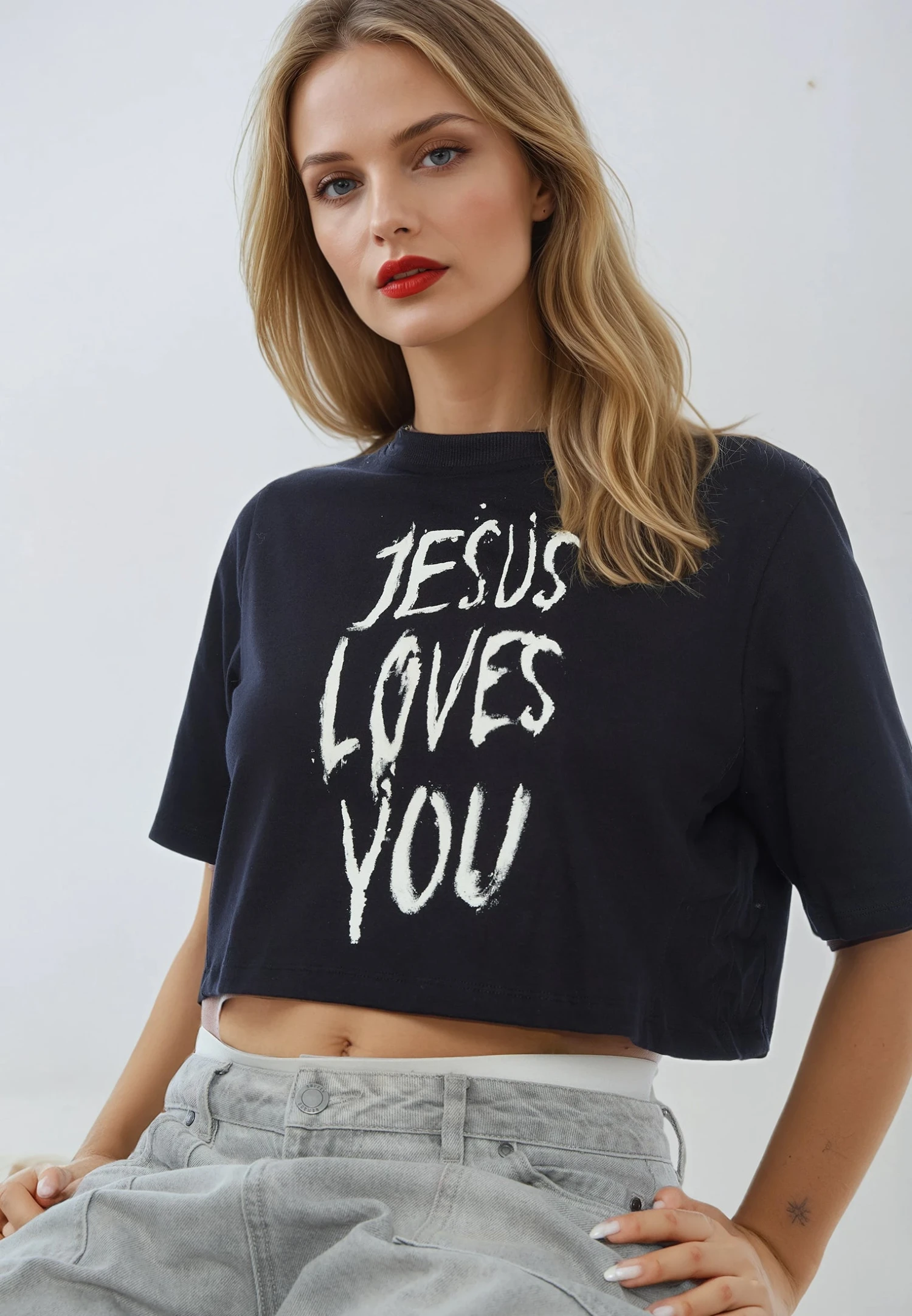 JESUS LOVES YOU CROP TOP BLACK 9 JESUS LOVES YOU CROP TOP BLACK - Image 9