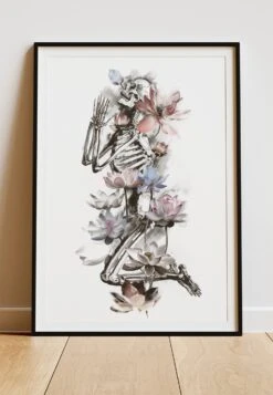 DIGITAL PRINT LOTUS SKELETON ART POSTER