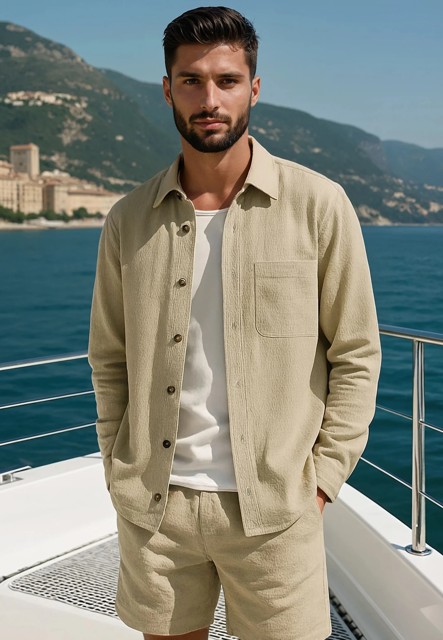 MONACO LONG SLEEVE HOLIDAY SHIRT SHELL 1 MONACO LONG SLEEVE HOLIDAY SHIRT SHELL