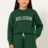 Kids RELIGION GIRLS APPLIQUÉ OVERSIZED SWEATSHIRT GREEN