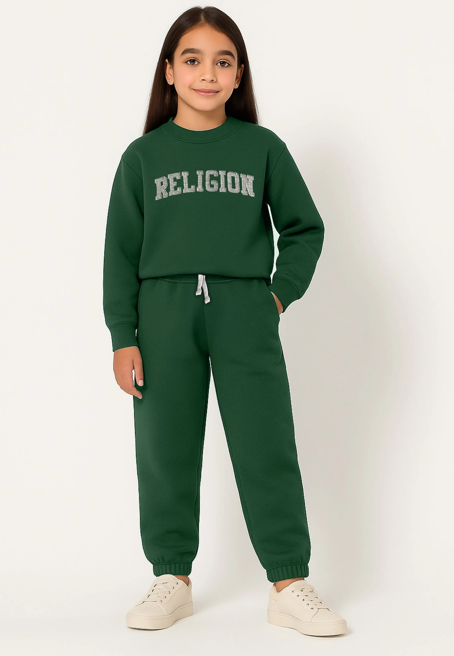 Kids RELIGION GIRLS SEAMED DARTED SWEAT PANTS GREEN 3 Kids RELIGION GIRLS SEAMED DARTED SWEAT PANTS GREEN - Image 3