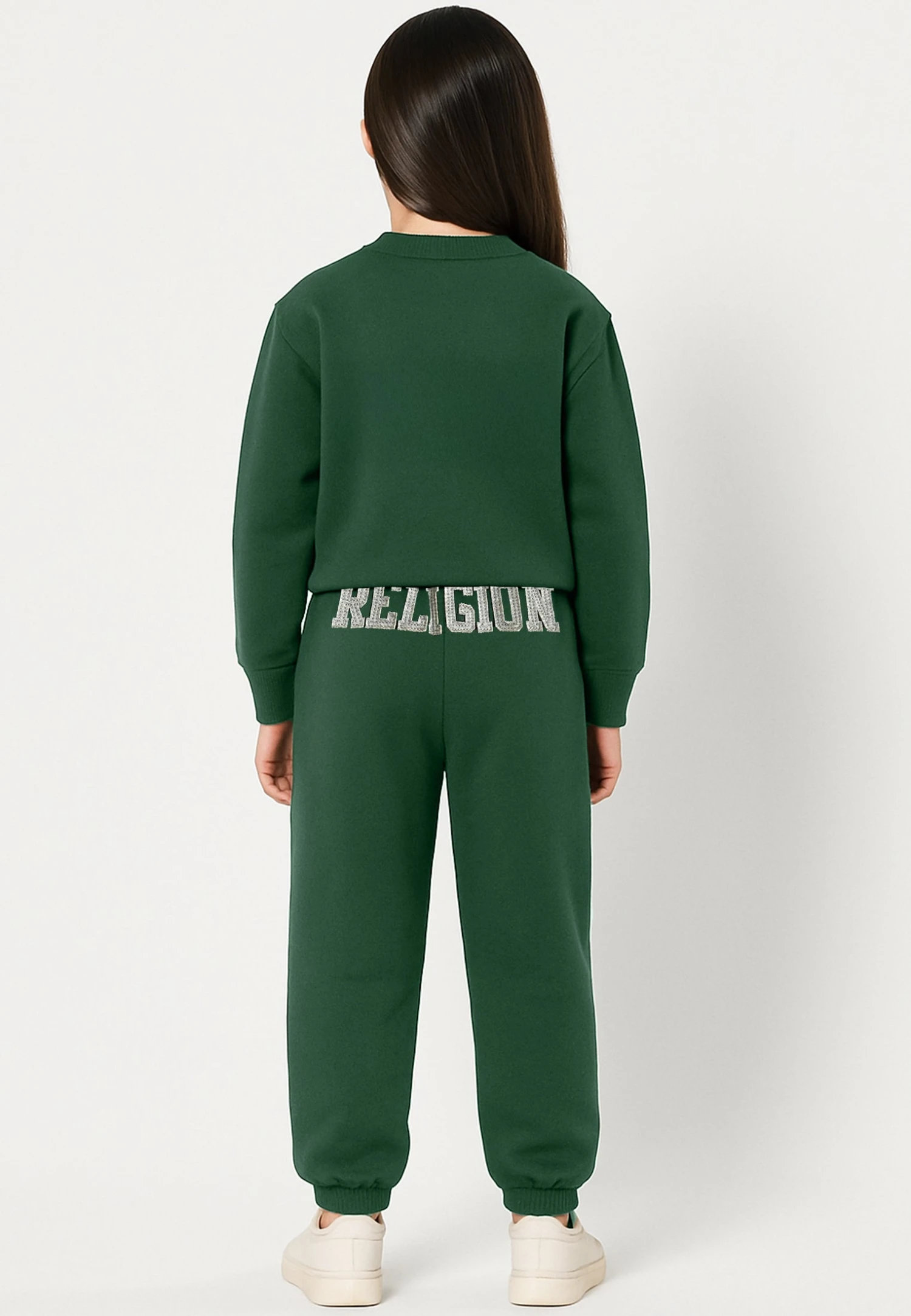 Kids RELIGION GIRLS SEAMED DARTED SWEAT PANTS GREEN 2 Kids RELIGION GIRLS SEAMED DARTED SWEAT PANTS GREEN - Image 2