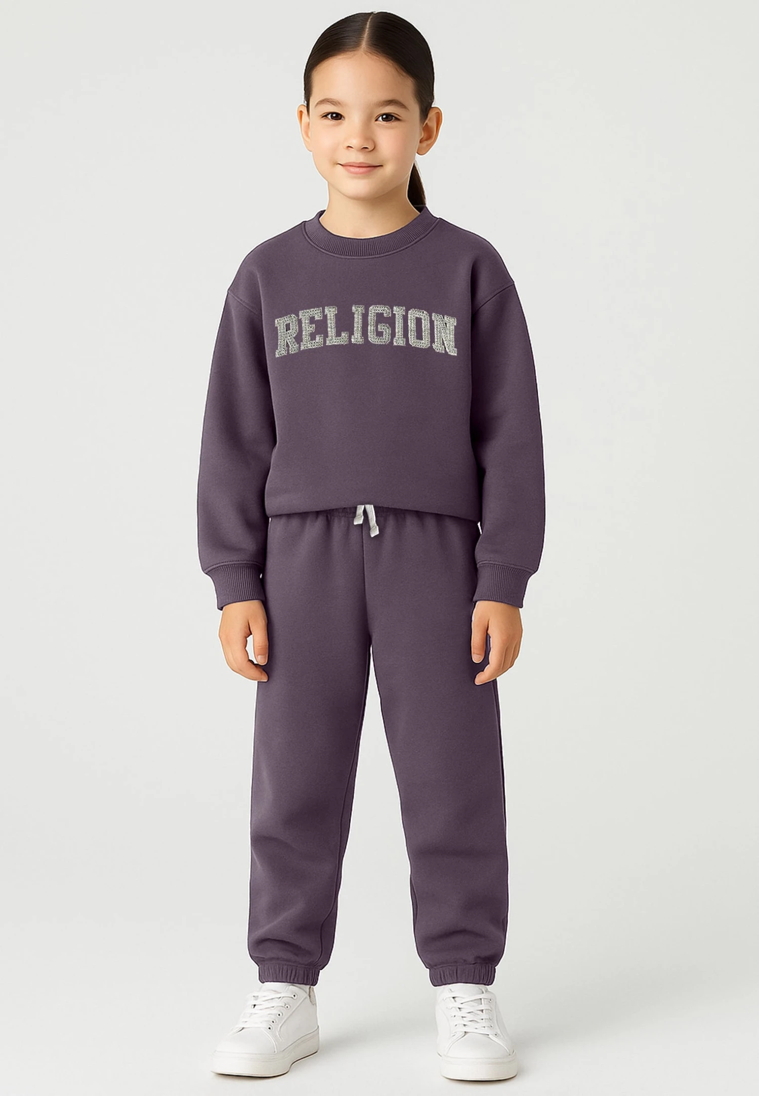 Kids RELIGION GIRLS SEAMED DARTED SWEATPANTS MAUVE 2 Kids RELIGION GIRLS SEAMED DARTED SWEATPANTS MAUVE - Image 2