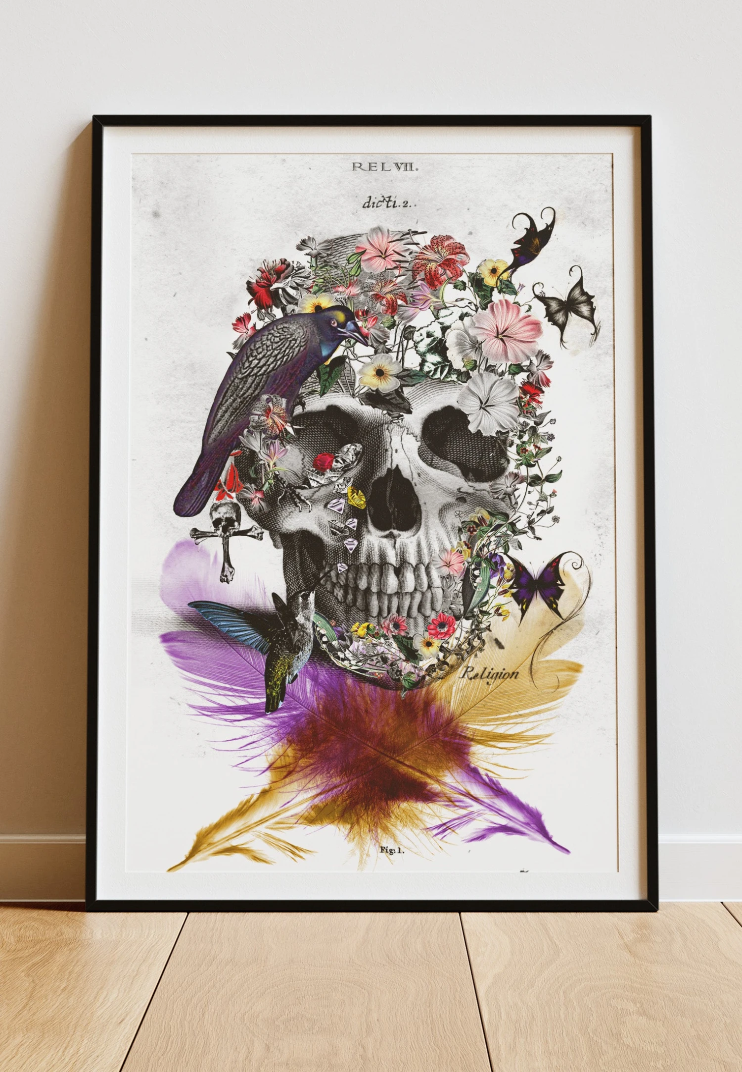 DIGITAL PRINT SKULL FLOWER ART POSTER 1 DIGITAL PRINT SKULL FLOWER ART POSTER