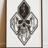 DIGITAL PRINT DIAMOND SKULL ART POSTER WHITE