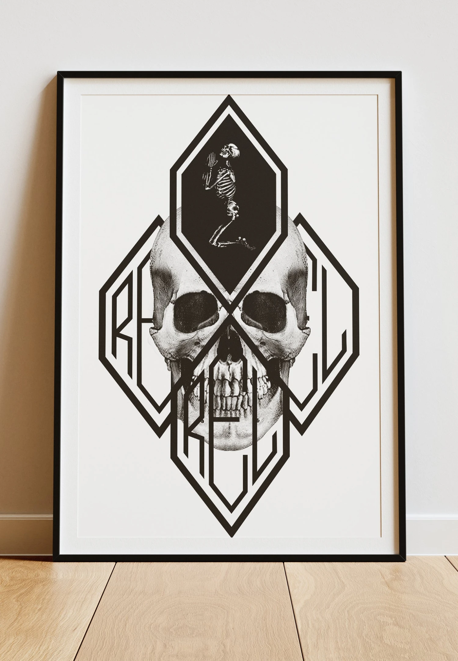 DIGITAL PRINT DIAMOND SKULL ART POSTER WHITE 1 DIGITAL PRINT DIAMOND SKULL ART POSTER WHITE