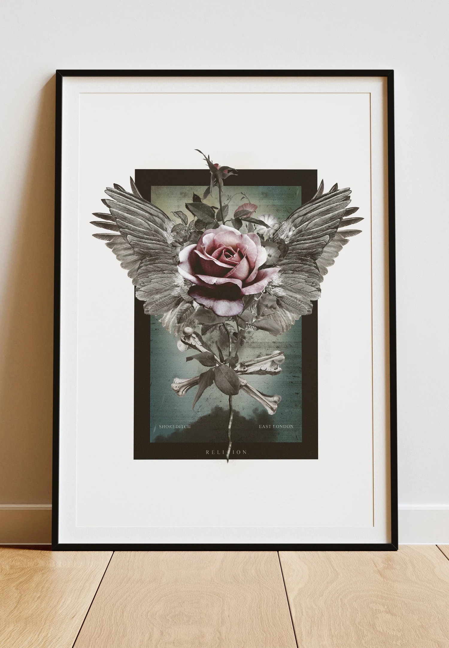 DIGITAL PRINT ROSE WING ART POSTER WHITE 1 DIGITAL PRINT ROSE WING ART POSTER WHITE