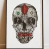 DIGITAL PRINT DOLLAR SKULL ART POSTER WHITE