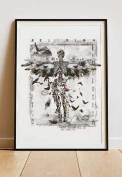 DIGITAL PRINT SKELETON WINGS ART POSTER