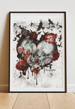 DIGITAL PRINT LOVE SKULL ART POSTER