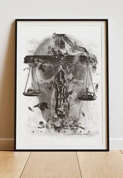 DIGITAL PRINT CROSS SKULL ART POSTER