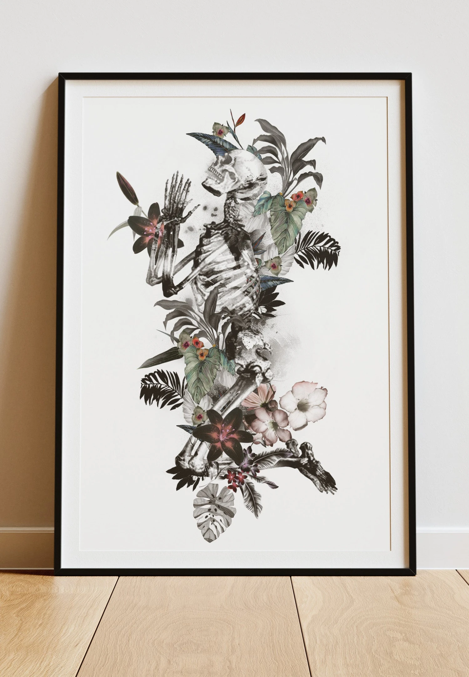 DIGITAL PRINT FLOWER SKELETON ART POSTER 1 DIGITAL PRINT FLOWER SKELETON ART POSTER