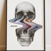 DIGITAL PRINT DISTORTED SKULL ART POSTER WHITE