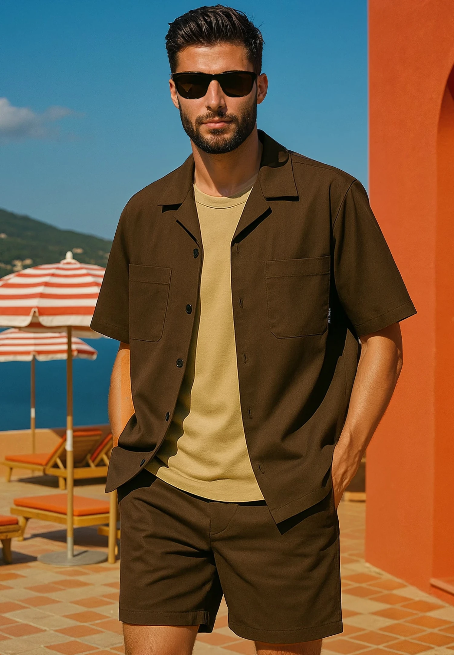 SAINT-TROPEZ LIGHTWEIGHT HOLIDAY SHIRT CHOCOLATE 1 SAINT-TROPEZ LIGHTWEIGHT HOLIDAY SHIRT CHOCOLATE