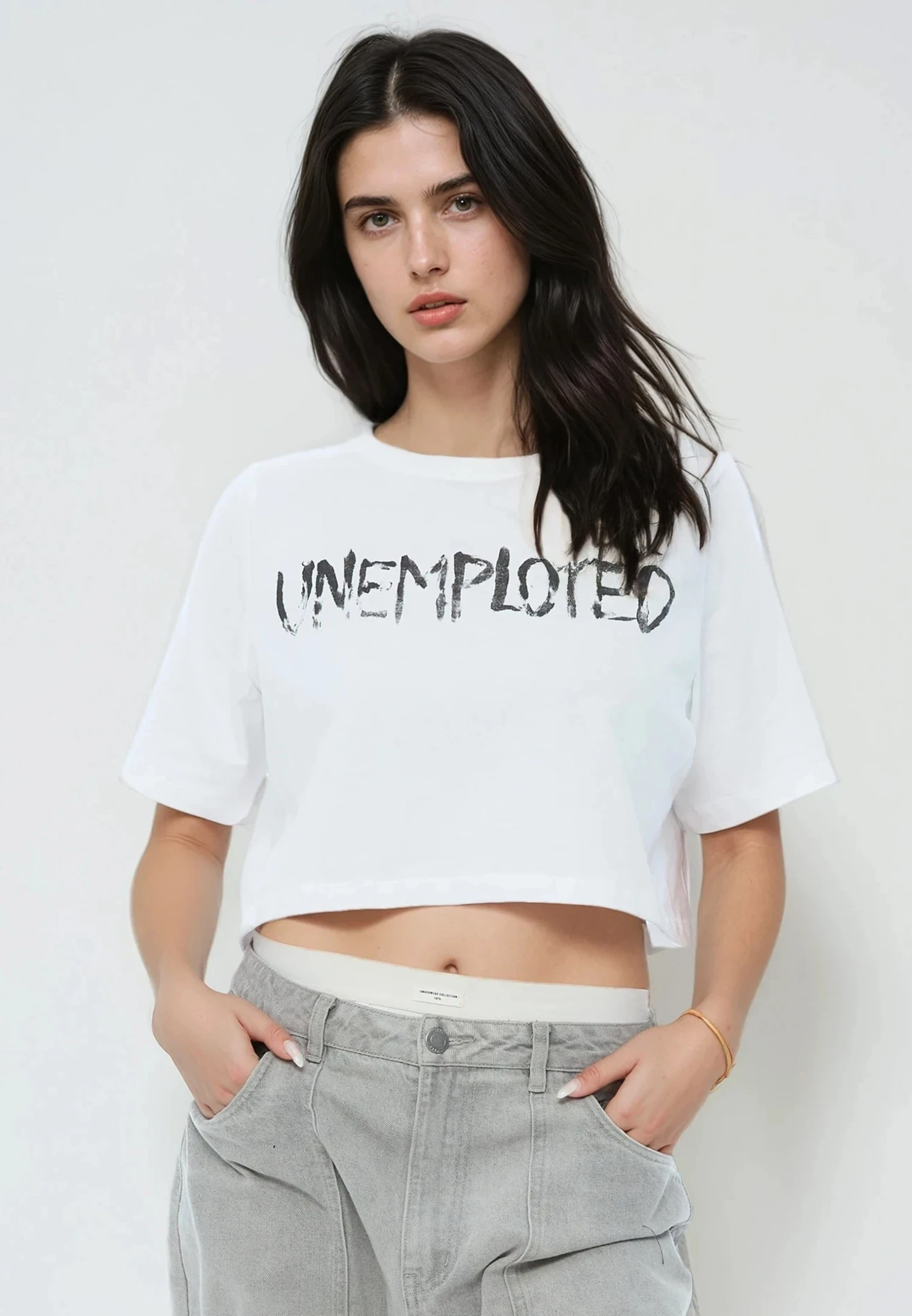 UNEMPLOYED CROP TOP WHITE 5 UNEMPLOYED CROP TOP WHITE - Image 5