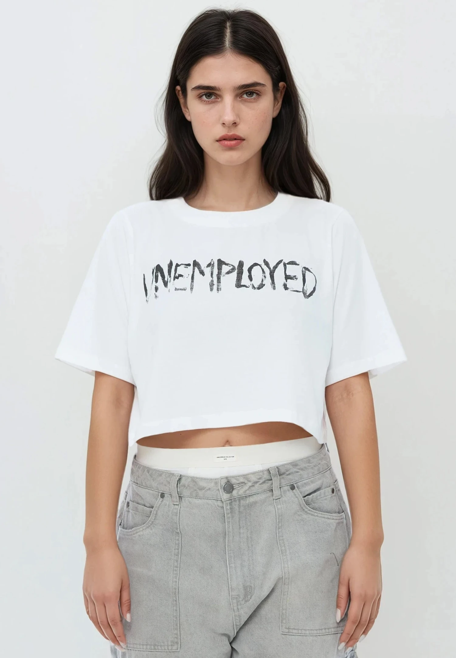 UNEMPLOYED CROP TOP WHITE 1 UNEMPLOYED CROP TOP WHITE